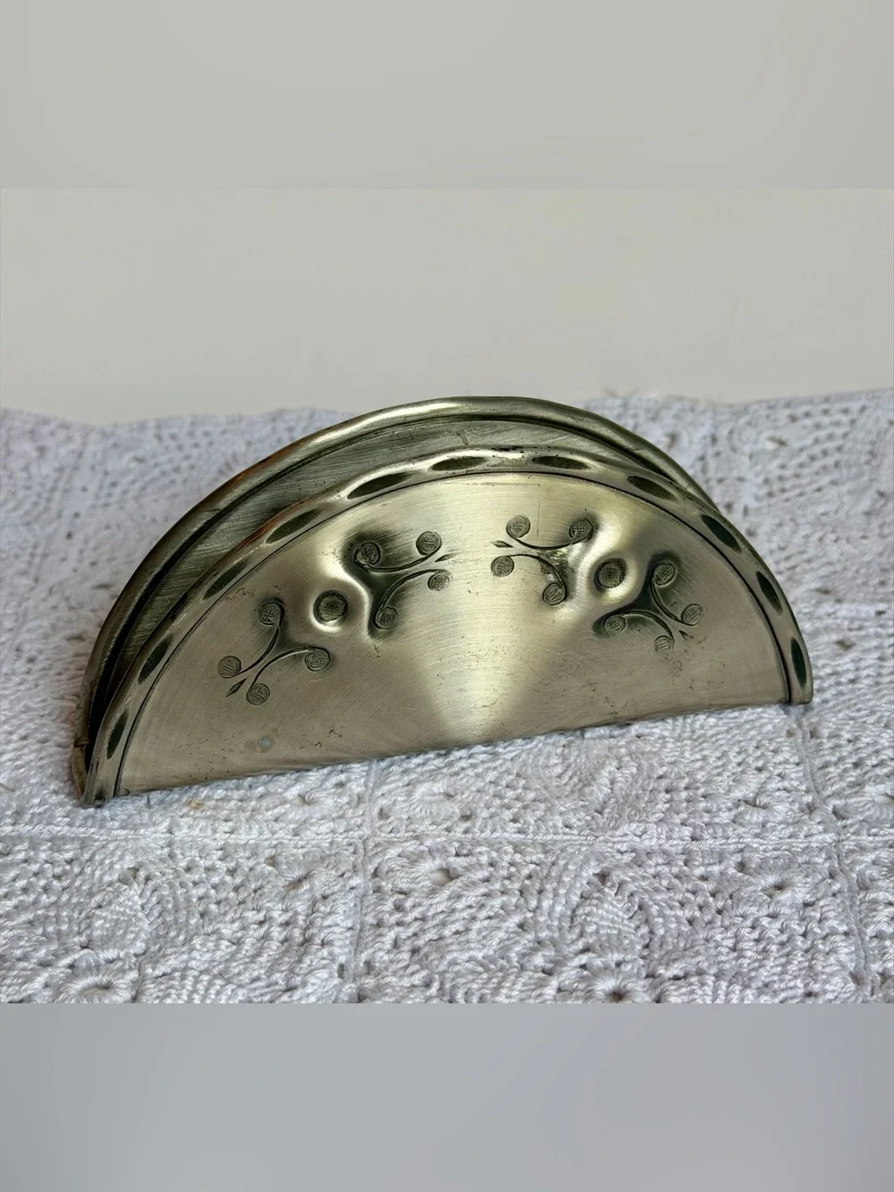 Vintage Norwegian Pewter Napkin Holder Handmade Håness Norway 416 Mid Century